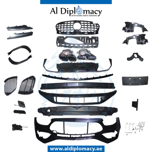 W213 E63 2020-UP BODYKIT COMPLETE. FRONT BUMPER, GT GRILLE, REAR DIFFUSER, AND EXHAUST
